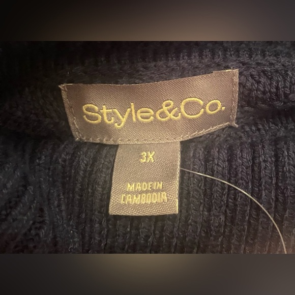 NWT Style & Company Woman’s Envelope Neckline Tunic Blue Sweater Size 3XL - Picture 6 of 7